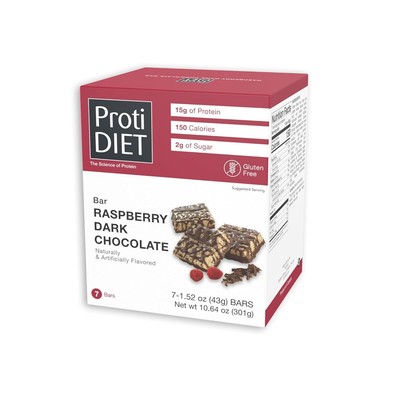 ProtiDIET Raspberry Dark Chocolate Square, High Protein, Keto Diet, Low Carb 7ct