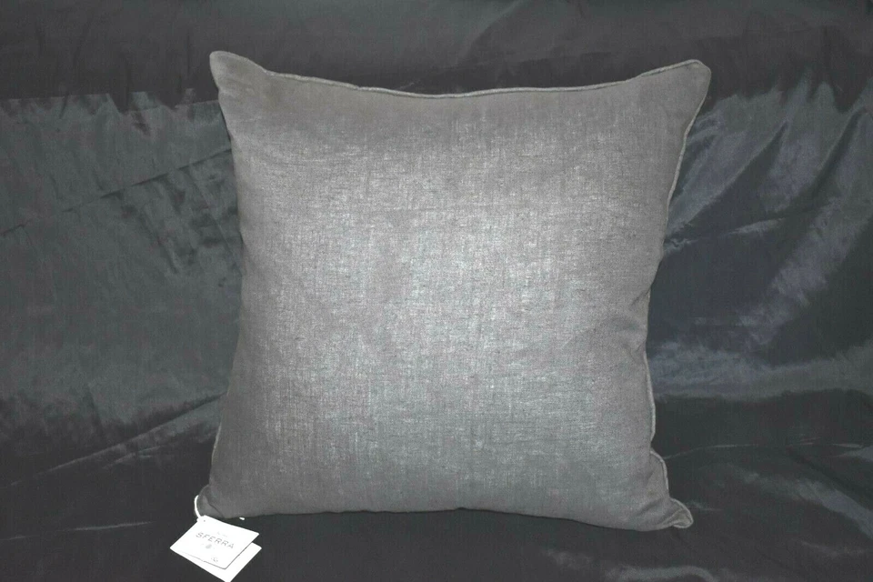 Sferra Gray Silver Throw Pillow Decorative 100% Linen  Feather Insert 20"x20"NEW - Image 4 of 4
