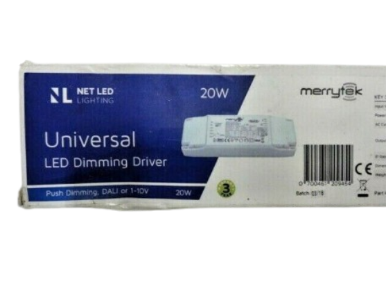 Net LED Merrytek Dimmable Driver Upto 20W - Push Dali 1-10V - Incl VAT