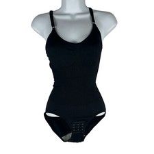Black One-Piece Bodysuit With Adjustable Straps Snap Closure Size S