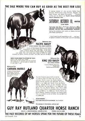 Publicité Vintage Guy Ray Rutland – Ranch Quart Cheval – Affiche Magazine Déco Murale