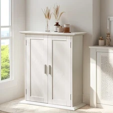 Bathroom Wall Cabinet Wooden Hanging Storage with Door and 3 Adjustable Shelves