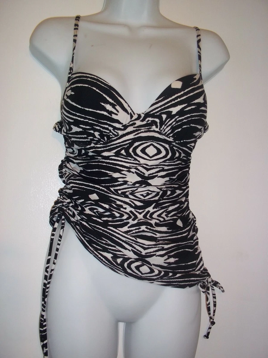 Love Your Assets Sara Blakely Spanx Black White Push Up Swimsuit  Tankini~S~EUC