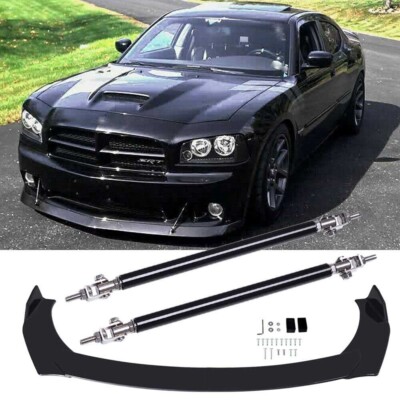 Frontspoiler Spoilerschwert Lippe + Stützstange Für Dodge Charger Challenger SRT