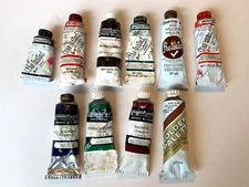 Vintage 10 Tubes Oil Color Paints Mixed Lot Colors and Brands