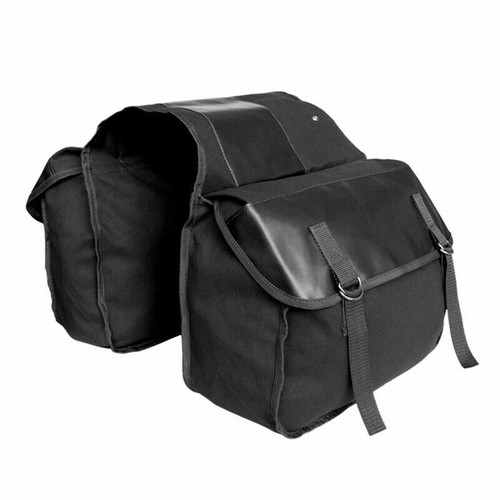 Canvas Leather Double Panniers Saddle Bag Bike Bicycle Cycle Rear Seat Pack - Picture 3 of 13