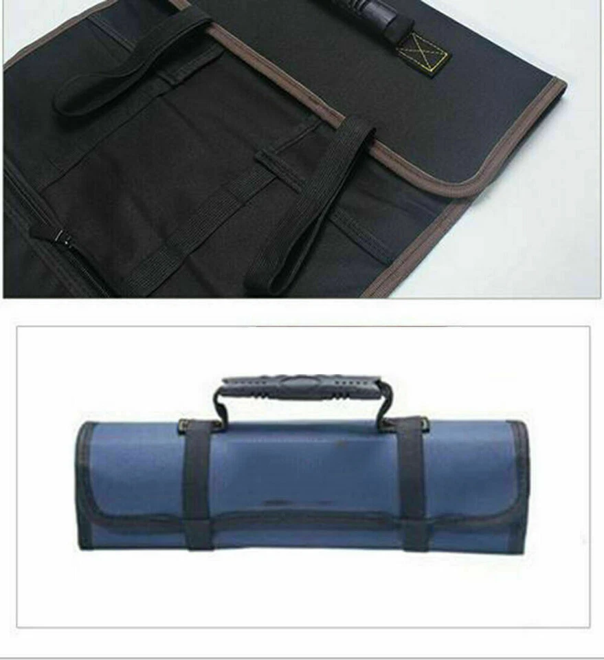 Electrician Tool Pocket Roll Up Storage Organizer Bags Canvas Chisel Tool Kit - Image 2 of 4