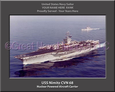 USS Nimitz CVN 68 Personalized Canvas Ship Photo 2 Print Navy Veteran Gift
