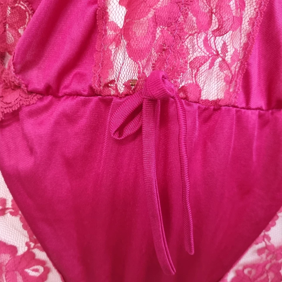 De Colección Rosa Encaje Peluche Corte Alto Snap Mameluco Body Lencería Años 90 EE. UU. Talla S M Foto 4 de 4