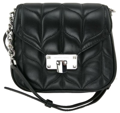 Michael Kors Peyton Sac à Bandoulière Noir Matelassé Cuir Petit