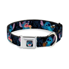 Buckle-Down Seatbelt Buckle Dog Collar - Stitch Snacking Poses Blac... Fast Ship