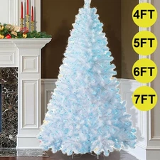 4/5/6/7FT Christmas Tree with Lights Xmas Bushy Pine Outdoor Garden Decorations