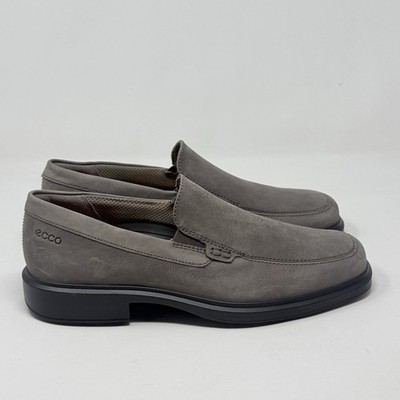 Ecco Helsinki 2 Loafers Mens 10 EU 44 Taupe Brown Gray Nubuck Leather Shoes