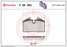 BREMBO Bremsbelagsatz Scheibenbremse PRIME P 85 094 für PORSCHE AUDI 911 964 ATE