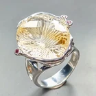 Gemstone jewelry 29 ct Natural Citrine Ring 925 Sterling Silver Size 8 /R450431