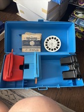View Master Vintage Lot Blue Case, 2 3D Viewfinders 14 Vintage Reels READ