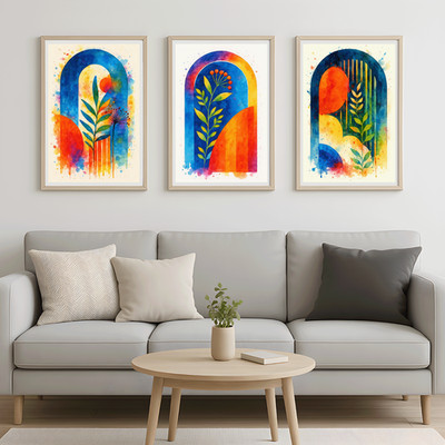 Botanische Galerie Wand | 3er Set Pflanzenillustrationsdrucke für Zuhause