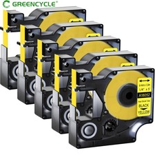 5PK 18052 6mm Heat-Shrink Tube 3:1 Tape for DYMO Rhino 4200 5200 Black on Yellow