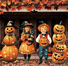 4Pcs Halloween Outdoor Yard Decorations Halloween Yard Signs with Stakes Witch H