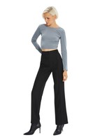 Trendyol Damen High Waist Rib Seams Pants Schwarz GrößE 36