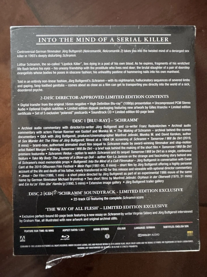SCHRAMM (1993) LIMITED EDITION DIRECTOR APPROVED BLU RAY+FEATURING EXCLUSIVE CD - Image 2 of 4