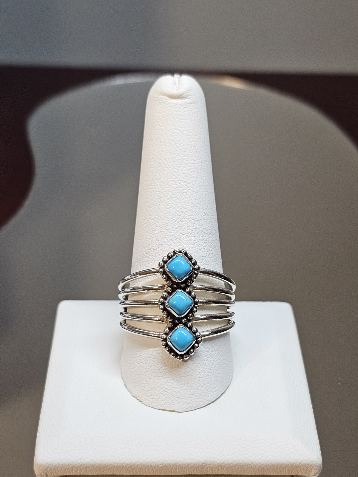 Turquoise Southwestern Single Stack Ring Sterling… - image 6