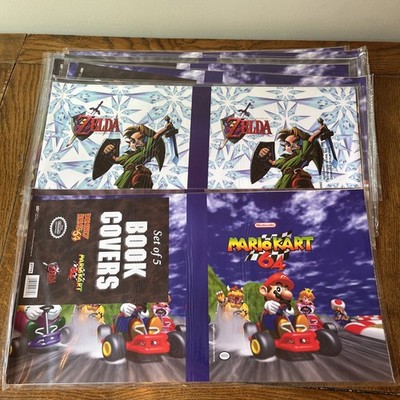 10x Sets of 5 Nintendo 64 N64 Book Covers Mario Kart Donkey Kong Zelda Ocarina