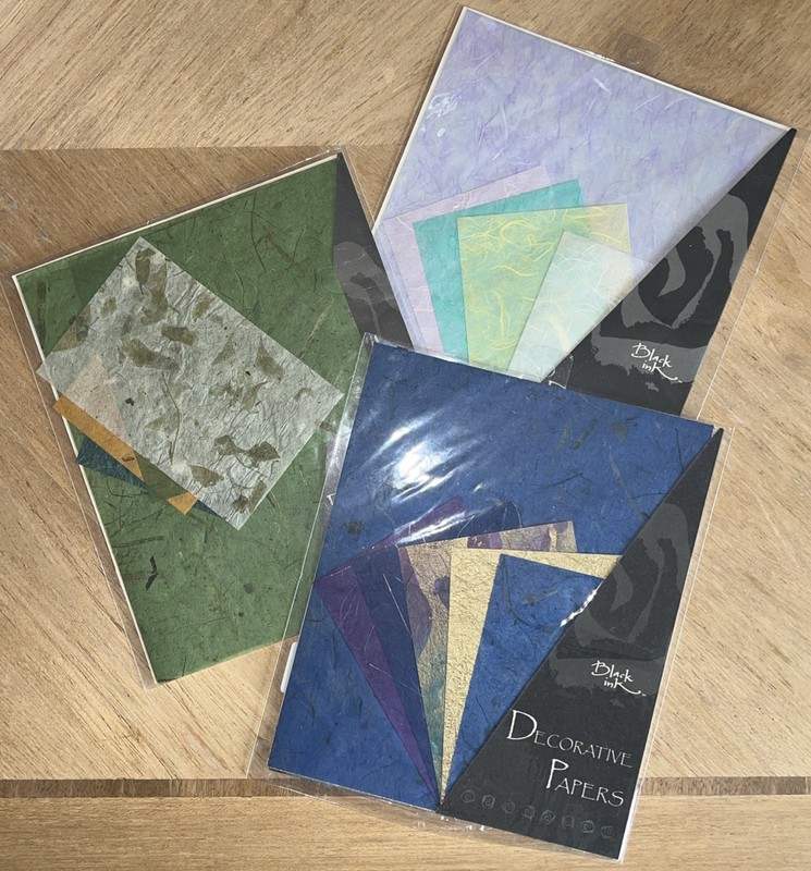 BLACK INK Decorative PAPER Handmade Fiber 15 SHEETS Scrapbooking Unused Vellum