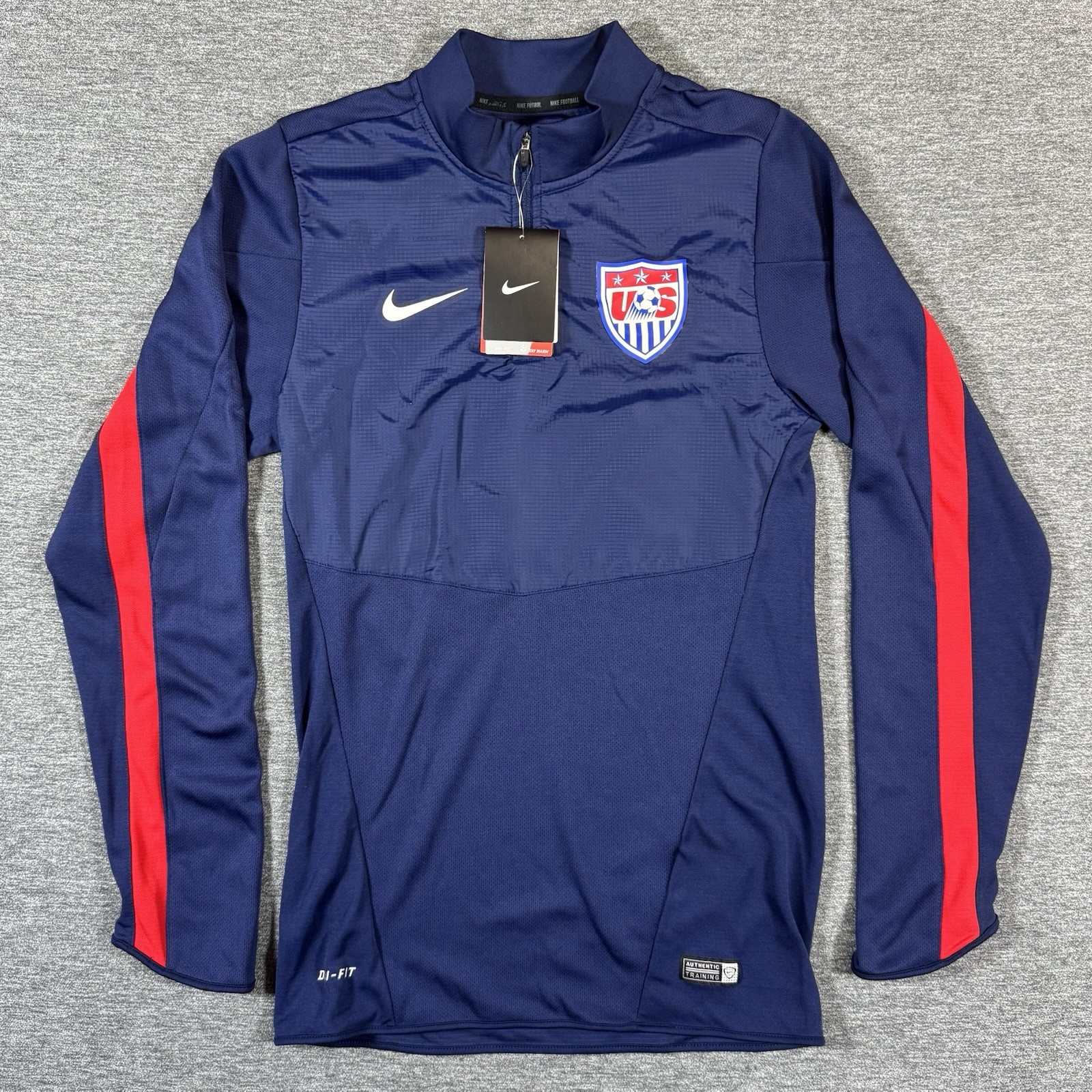 Nike Dri-Fit USMNT 1/4 Zip USA Soccer Training Top Blue Men's Size X-Small NWT