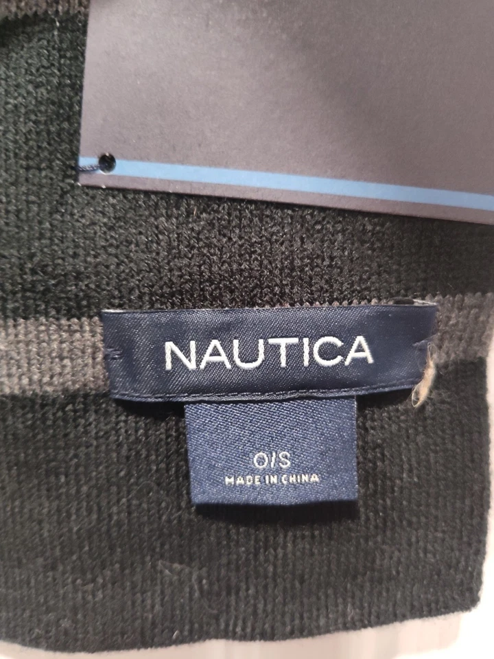 Juego de 2 gorras y bufandas de punto con logotipo NAUTICA reversibles negras y grises nuevas precio de venta sugerido por el fabricante $55 Foto 3 de 4