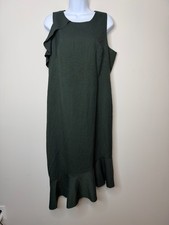 Banana Republic Green Asymmetrical Ruffle Hem Dress Women's 12