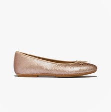 Image of FitFlop Delicato BOW Womens Leather Slip-On Sequin Classic Beige Ballerina Shoes