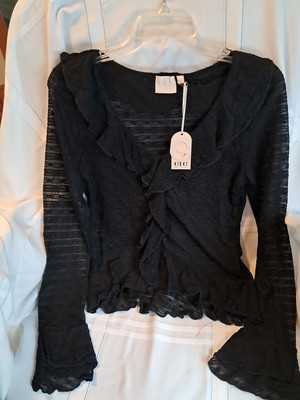 Good Luck Gem Lace Long Sleeve Women's Top Lg