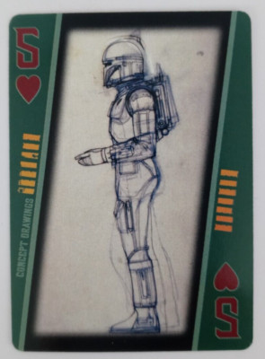Disney Star Wars Boba Fett Playing Card Bounty Hunter 5 Hearts