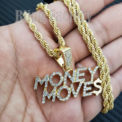 Hip Hop Gold Tone Iced Bling DRIPPIN Pendant 24 In Rope Chain - Foto 6