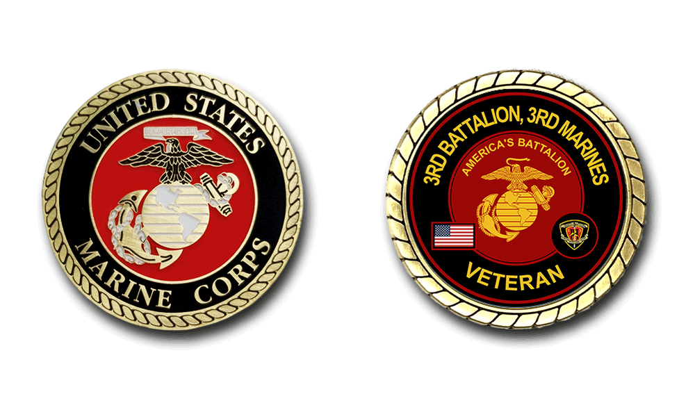 3rd Battalion 3rd Marines Veteran Challenge Coin Officially Licensed