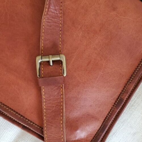 21" Brown Vintage Leather Men's Handmade Laptop Shoulder Satchel Messenger Bag - Picture 2 of 6