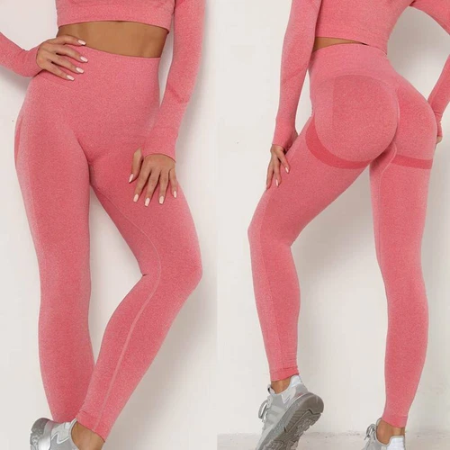 Hochtaillierte Damen-Yogahose Anti-Cellulite zerknitterte Butt-Leggings Push Up FITNESSSTUDIO - Bild 19 von 42