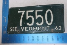 Vermont License Plate Tag 1963 63 7550
