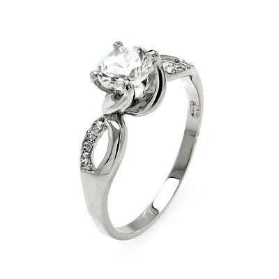 Sterling Silver Ladies CZ Stones Stackable Wave Design Ring 