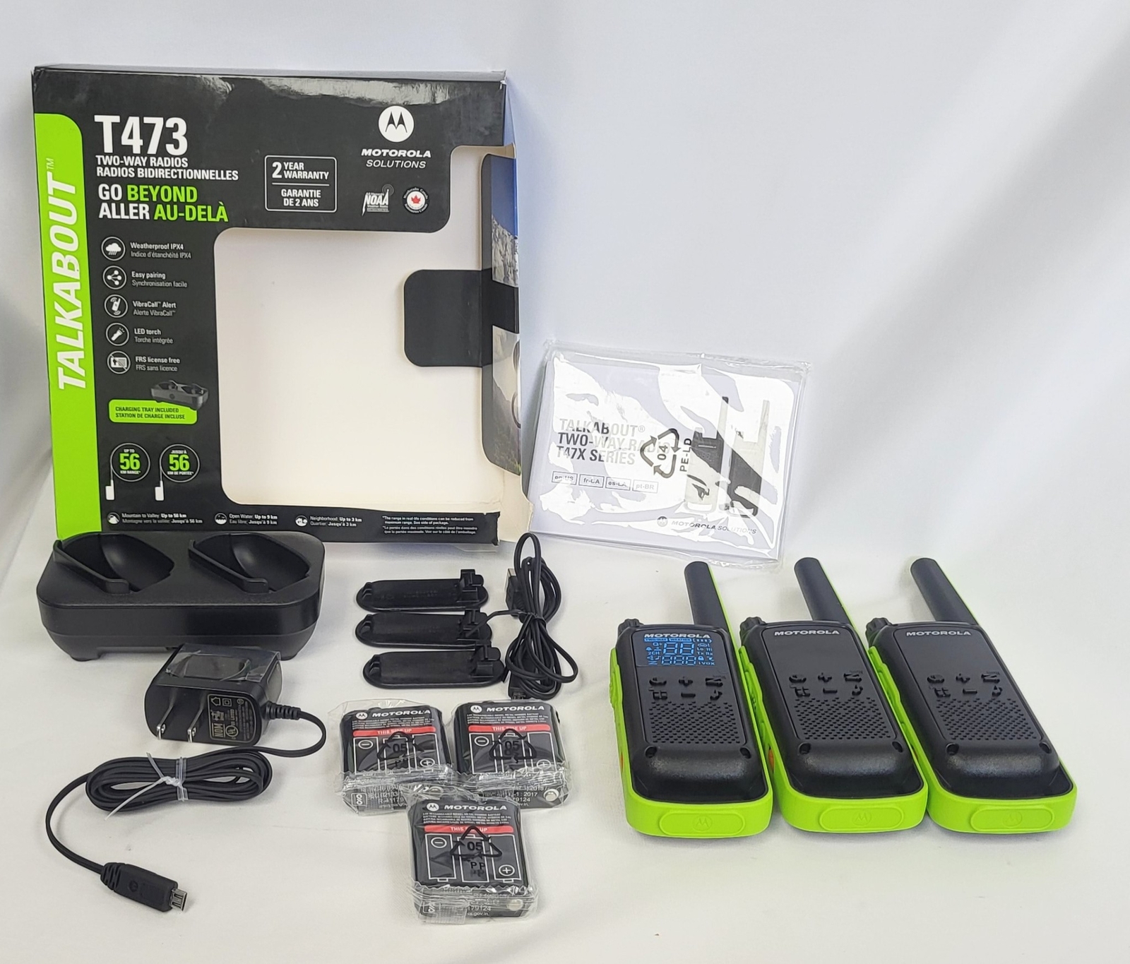 MOTOROLA T473 3 Pack Walkie talkie Two Way Radios 35 Miles 56 KM eBay