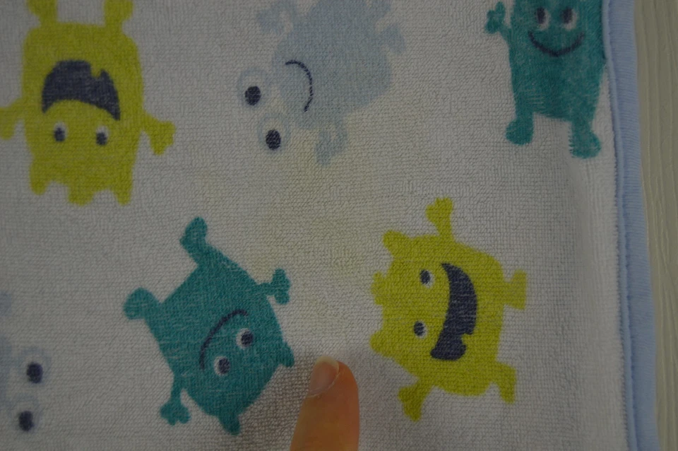 Just One You by Carter's Monster Baby Blanket Blue White Green Alien Terry Cloth — 第 3/4 张图片