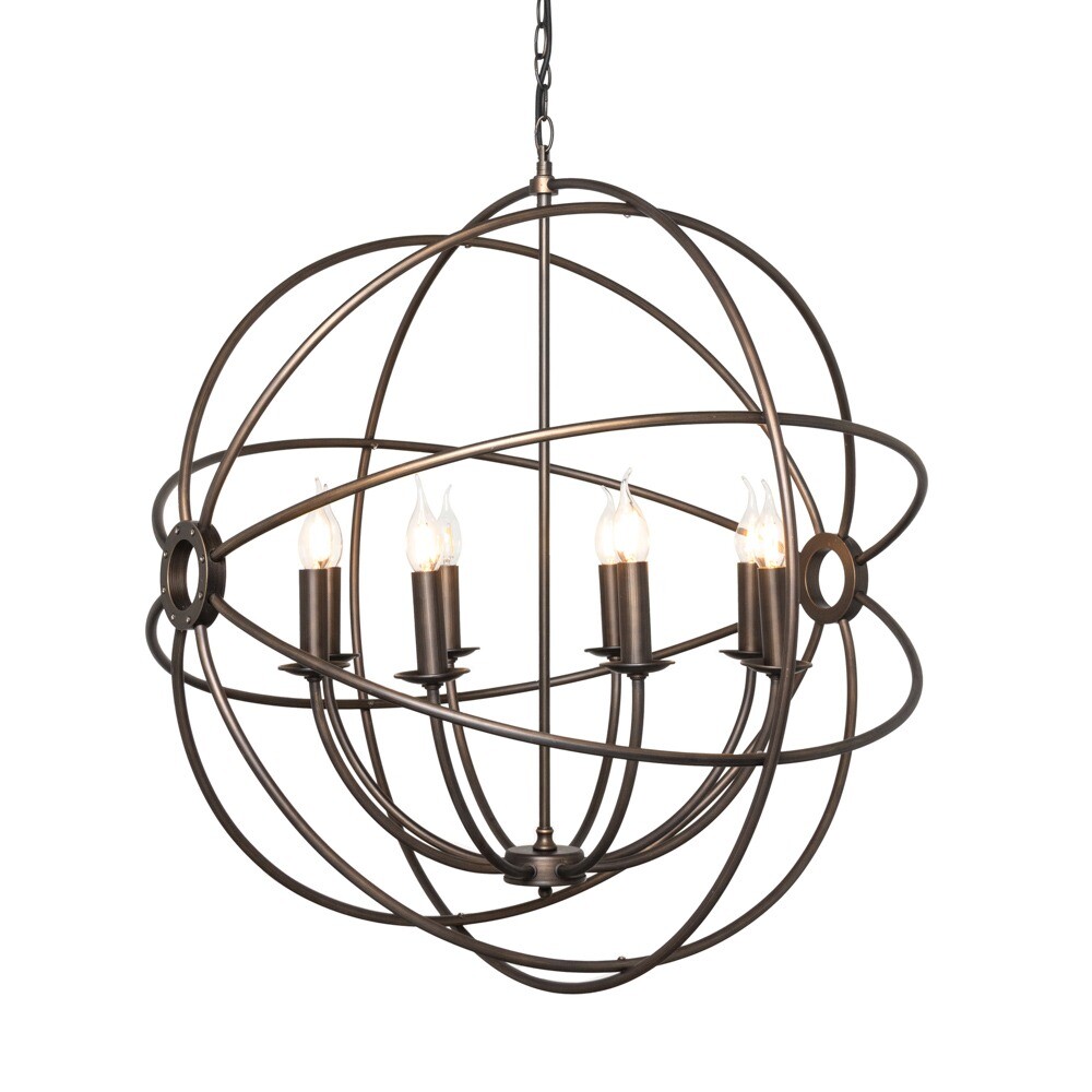Visconte Capri Orbital Ceiling Pendant Candle E14 8 Arm - Bronze Litecraft