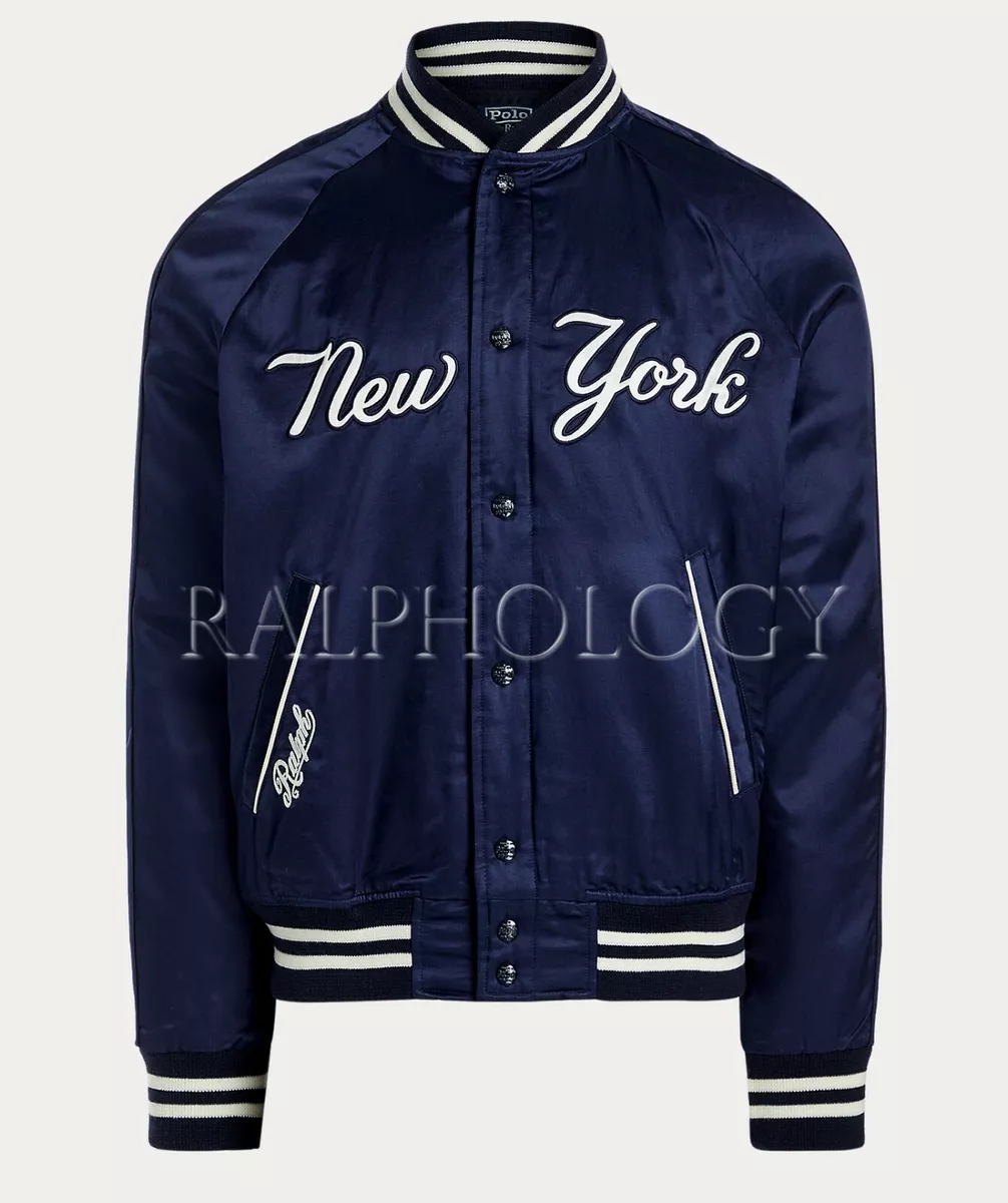 Navy Cream New York Yankees Vintage Satin Jacket