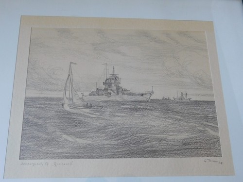 MILITARIA - MARINATURA - MARINA DA GUERRA NAVE DA BATTAGLIA GNEISENAU 1938 - Foto 2 di 2