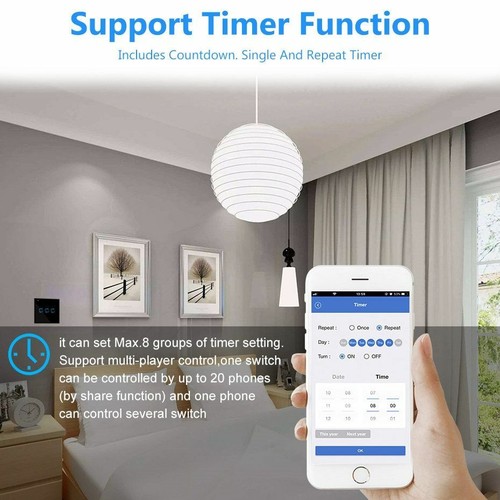 Wifi Smart Interruttore Luce Vetro Pannello Muro Tocco con Alexa Google Casa App - Foto 5 di 12