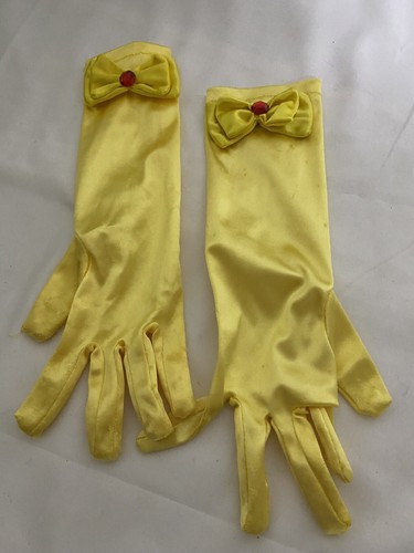 Disney Belle Dress Size 150 7/8 Girls Costume Relibeauty Yellow with Gloves - Picture 18 of 21