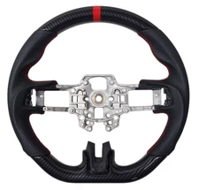 REVESOL Hydro-Dip Carbon Fiber Black Steering Wheel for 2018-2023 FORD MUSTANG