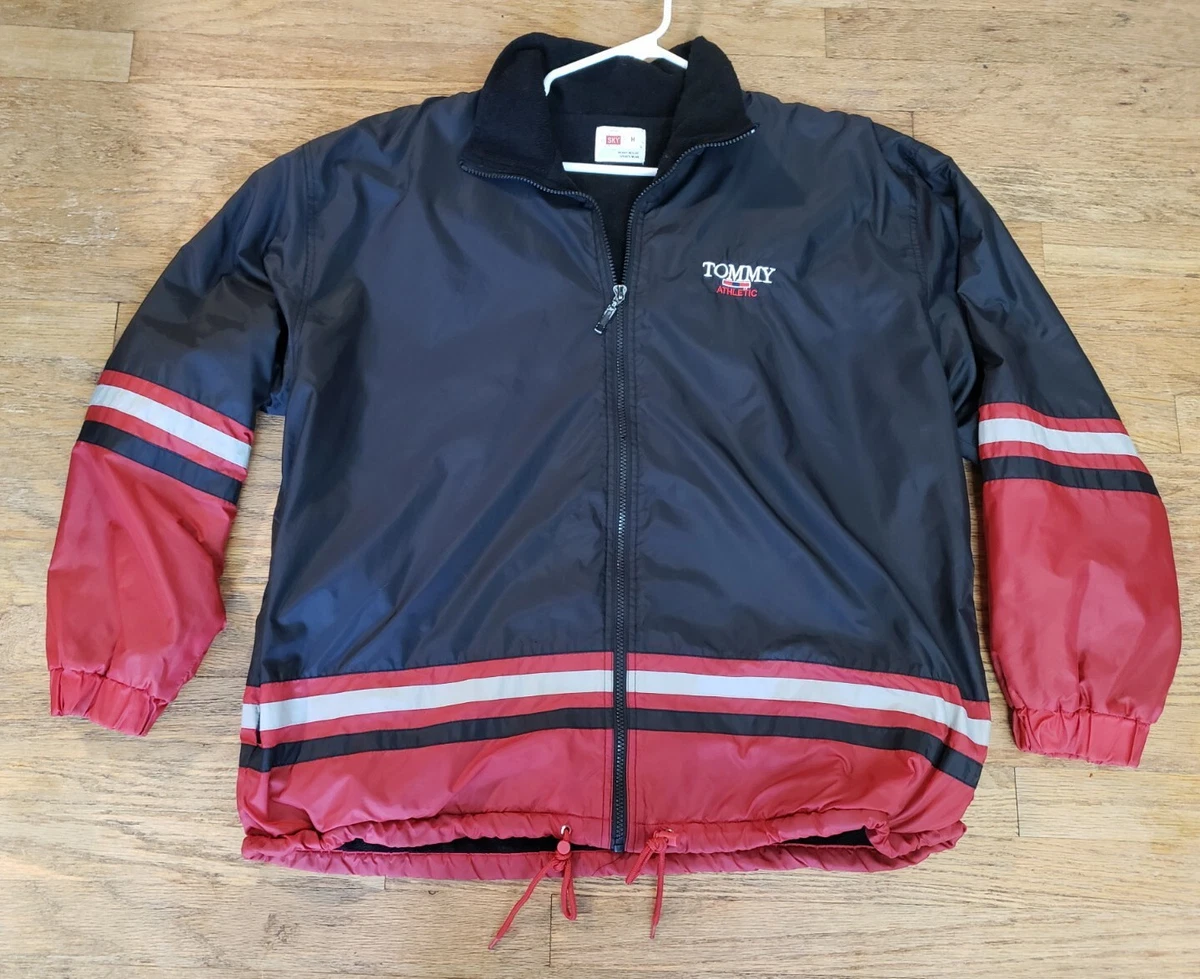 Vintage 90s Tommy Hilfiger Athletics Black Full Zip Fleece Lined WindBrkr Jacket