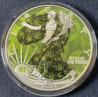 Colorized Ase 2024 1 Oz 999 High Flying Eagle ASE American Colorized Cannabis Capsule ...